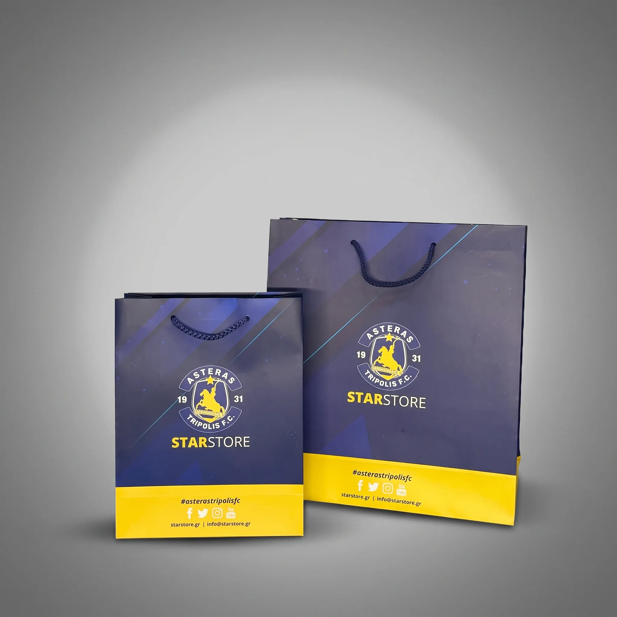 Χάρτινη σακούλα με εκτύπωση λογοτύπου — Asteras Tripolis | Laderos Bags