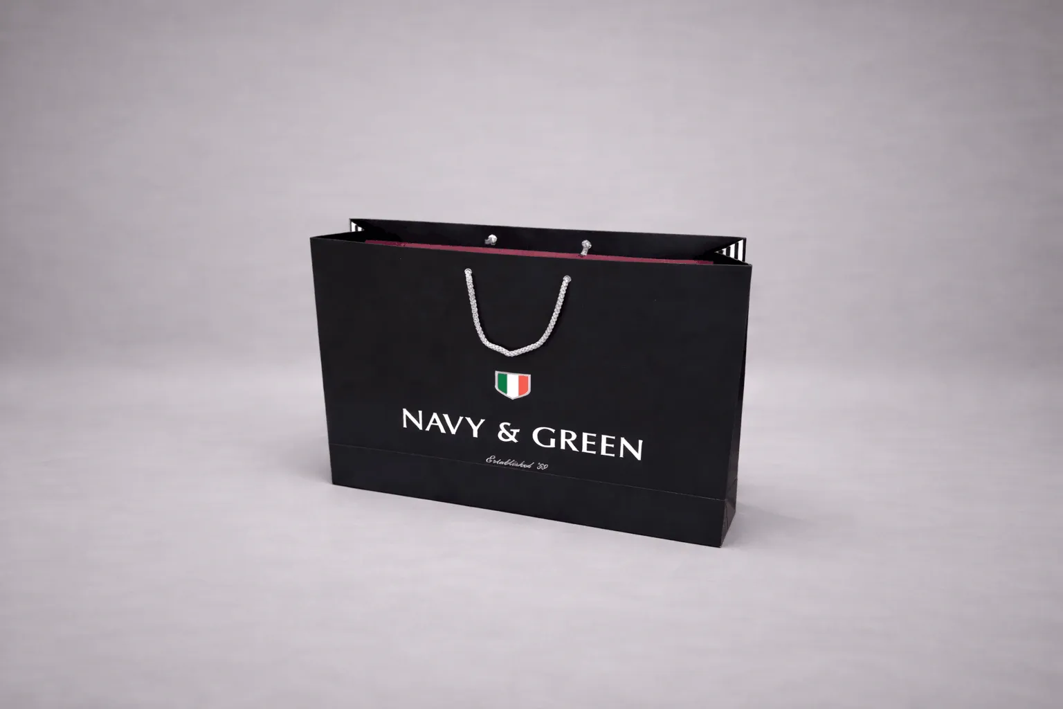 Χάρτινη σακούλα με εκτύπωση λογοτύπου — Navy Green | Laderos Bags